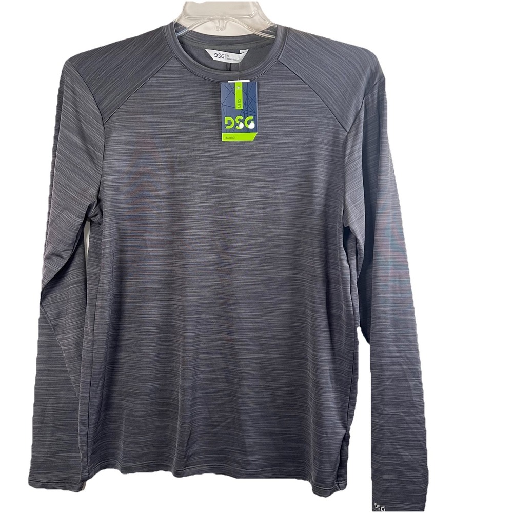 DSG Mens Movement LS Crew Team  Dark Gray Single Dye Training Shirt Small no6‎